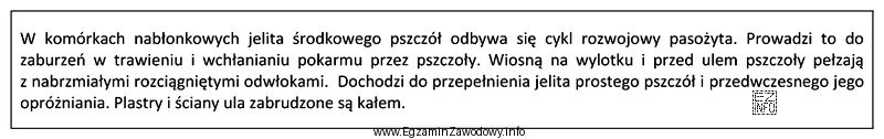 Którą z wymienionych chorób pszczół opisano?
