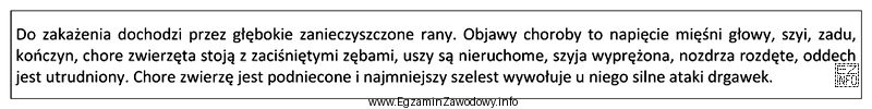 Której choroby zwierząt gospodarskich dotyczy zamieszczony opis?