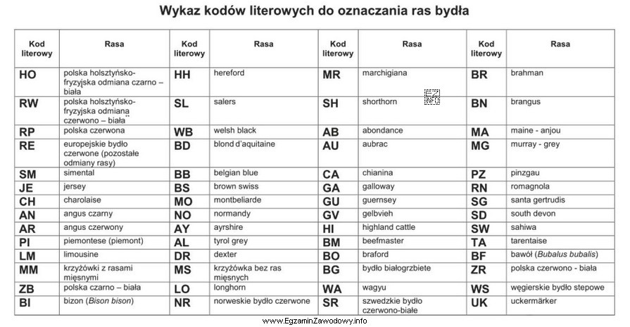 W zaświadczeniu sztucznego unasienniania, rasa bydła polska czerwono-biał