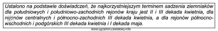 Ustal optymalny termin sadzenia ziemniaków w północno-wschodniej Polsce 