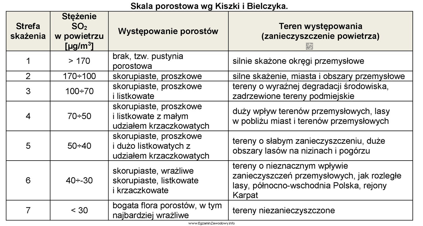 Na podstawie informacji zawartych w tabeli określ, jakie stęż
