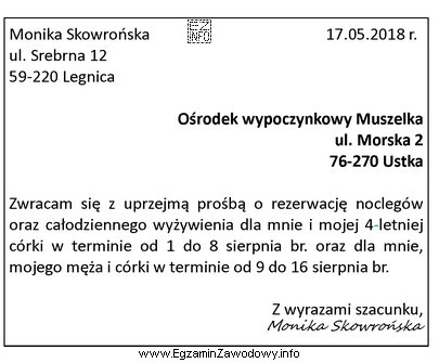 Na podstawie zamieszczonego zamówienia określ, który pakiet 