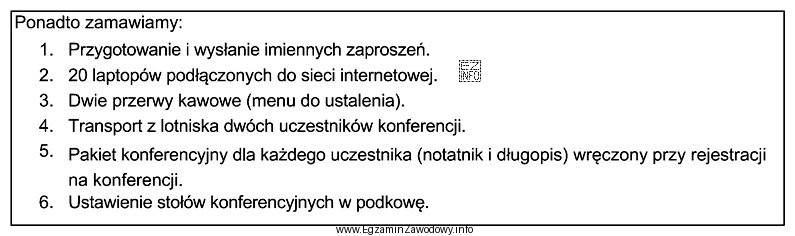 Na podstawie fragmentu zamówienia określ, które usł
