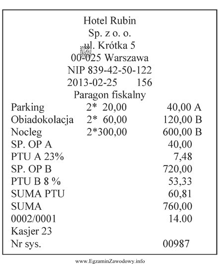 Na podstawie załączonego paragonu określ, jaką należ