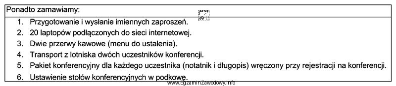 Na podstawie fragmentu zamówienia określ, które usł