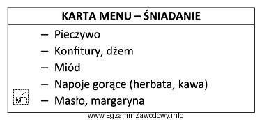 Na podstawie zamieszczonej karty menu określ, który rodzaj ś