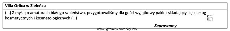 Na podstawie zamieszczonego fragmentu oferty wskaż rodzaj usług oferowanych 