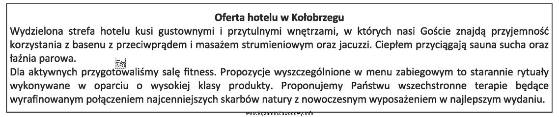 Na podstawie przedstawionej oferty określ rodzaj usług dodatkowych 