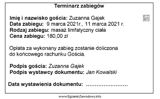 W terminie od 4 do 17 marca 2021 r. pani Zuzanna Gajek przebywał