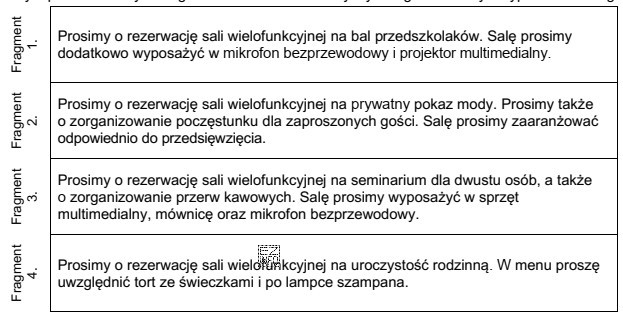 Który z przedstawionych fragmentów zamówienia dotyczy usł