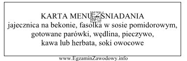 Który rodzaj śniadania obejmuje przedstawione w ramce menu?