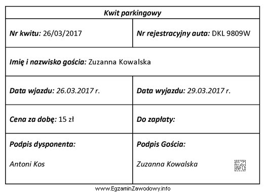 Na podstawie zamieszczonego kwitu oblicz kwotę do zapłaty za 