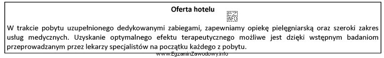 Na podstawie analizy oferty hotelu wskaż grupę usług ś