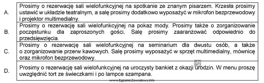 Który z przedstawionych fragmentów zamówienia dotyczy usł