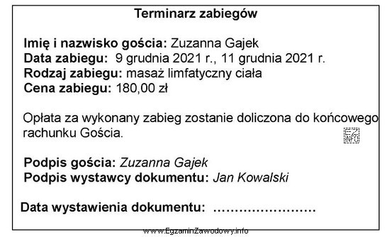 W terminie od 4 do 17 grudnia 2021 r. pani Zuzanna Gajek przebywał