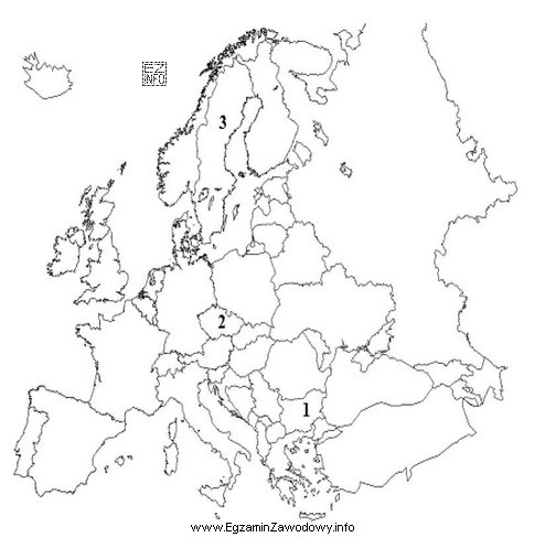 Które państwa zostały zaznaczone na mapie numerami 1, 2, 3?