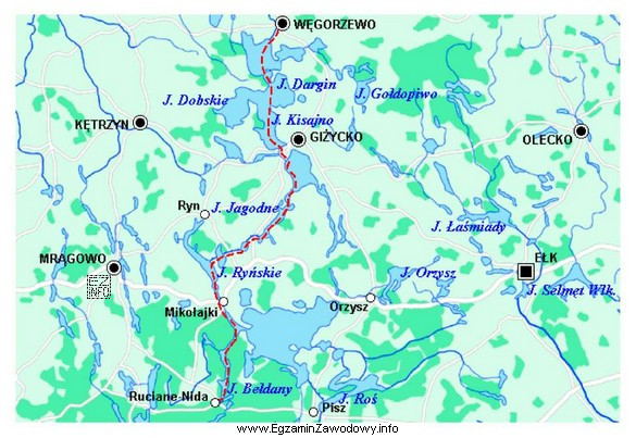 Jeziora przedstawione na fragmencie mapy są główną atrakcją 