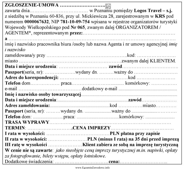 Przedstawiony dokument to druk zamówienia