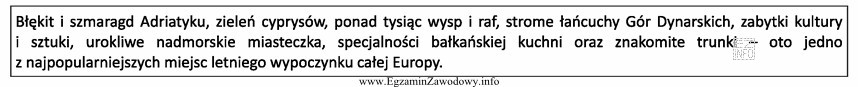 Zamieszczony opis atrakcji turystycznych należy umieścić w katalogu 