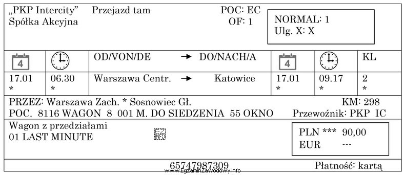 Według informacji zamieszczonej na bilecie wynika, że przewoźnik 