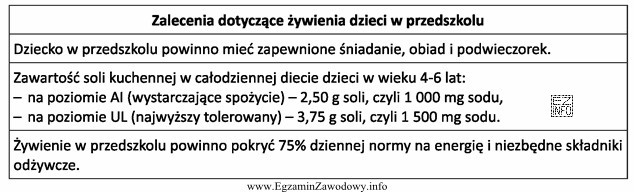 Zgodnie z zamieszczonymi zaleceniami, dopuszczalna maksymalna zawartość soli kuchennej, 