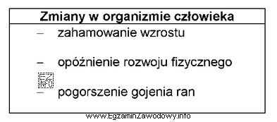 Przedstawione w tabeli zmiany w organizmie człowieka są objawami