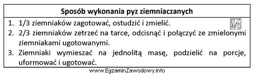 Kucharz, który ma sporządzić z 9,00 kg ziemniaków 