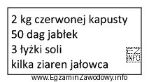Na podstawie podanego normatywu surowcowego określ metodę utrwalania kapusty 