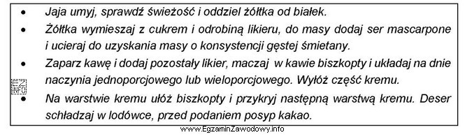 Na podstawie zamieszczonego sposobu wykonania należy sporządzić