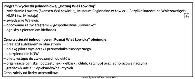 Korzystając z zamieszczonego opisu, wskaż odbiorcę imprezy turystycznej.