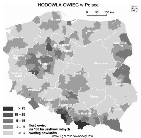 Na podstawie informacji przedstawionych na mapie określ, w któ