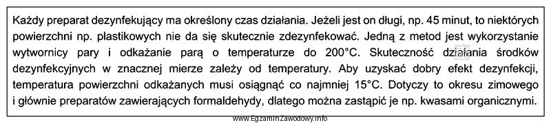 Zgodnie z przedstawionym opisem, temperatura powierzchni odkażanych w chlewni 