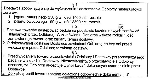 Zamieszczony fragment dotyczy umowy