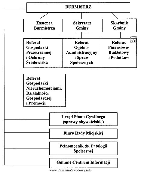 Z zamieszczonego schematu struktury organizacyjnej urzędu miejskiego wynika, że 