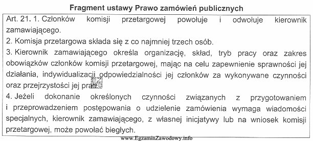 Kierownik zamawiającego, stosownie do zamieszczonych przepisów, powołuje 