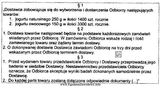 Zamieszczony fragment dotyczy umowy