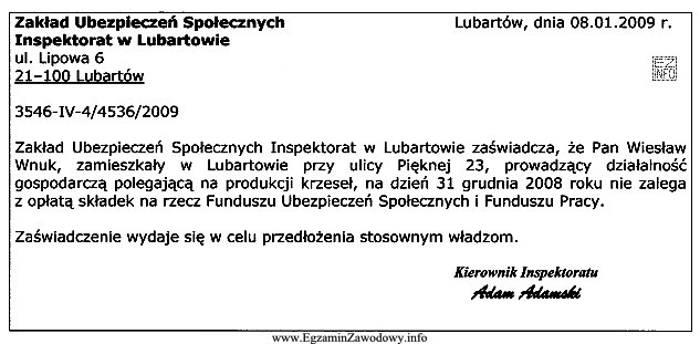 Przedstawione pismo, to