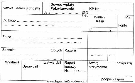 Zamieszczony druk dowodu księgowego stosowany jest w obrocie