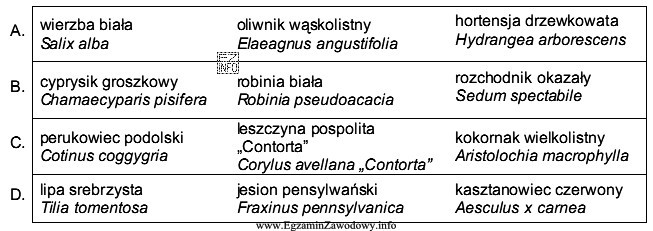 W którym wierszu tabeli podano grupę roślin stosowanych 