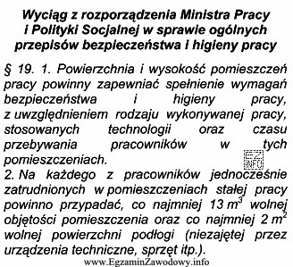 W pomieszczeniu stałej pracy, którego wysokość jest 