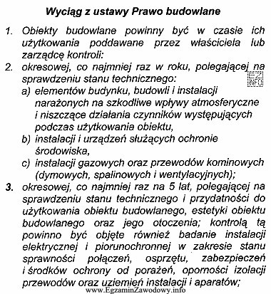 Podczas analizy stanu bhp budynku zakładu pracy stwierdzono, ż