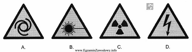 Który ze znaków ostrzega przed promieniowaniem laserowym?