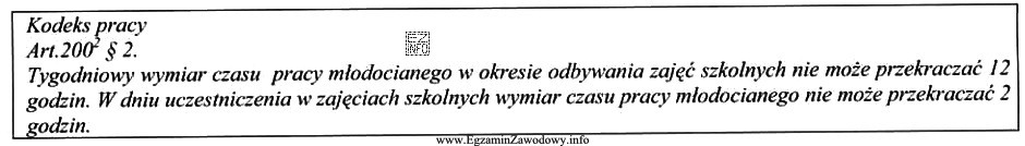Ustal, który plan zajęć młodocianego pracownika w czasie 