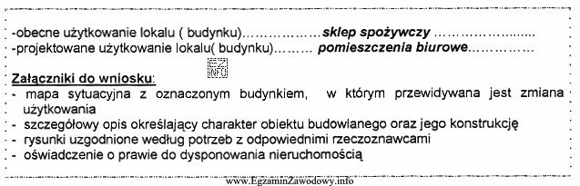 Załączony fragment druku wniosku dotyczy rozpoczęcia