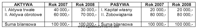 Uproszczone bilanse jednostki gospodarczej sporządzone na dzień 31 grudnia 2007 r. 