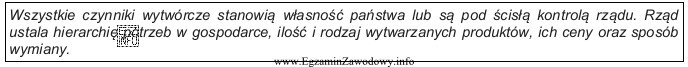 Zamieszczony opis charakteryzuje gospodarkę