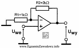 Jeżeli w układzie wzmacniacza nieodwracającego zmniejszymy wartoś