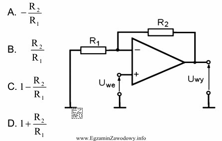 Wzmocnienie napięciowe K<sub>U</sub> przedstawionego na rysunku 