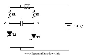 W układzie przedstawionym na rysunku można zastosować kondensator 