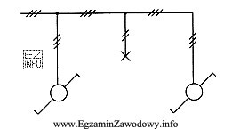 Jakie łączniki zastosowano w instalacji elektrycznej przedstawionej na schemacie?